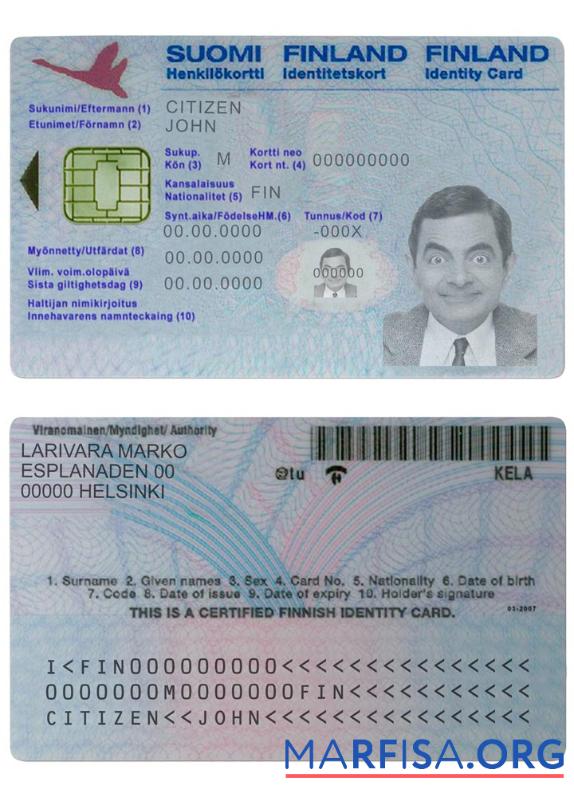 Printable Finland ID Version 2 example